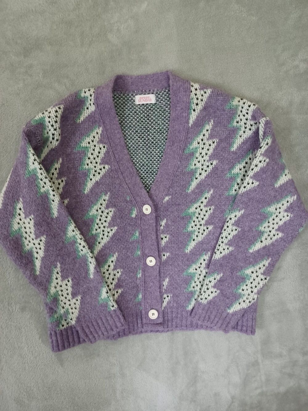 Cardigan Lightning Bolt Pastel Goth 80s Retro Dolman Grandpa Never On Sunday M
